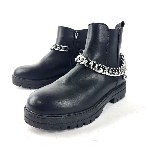 Nordstrom Margot Women’s Chelsea Ankle Boots Black Heart Chain Size 4M - Picture 1 of 13